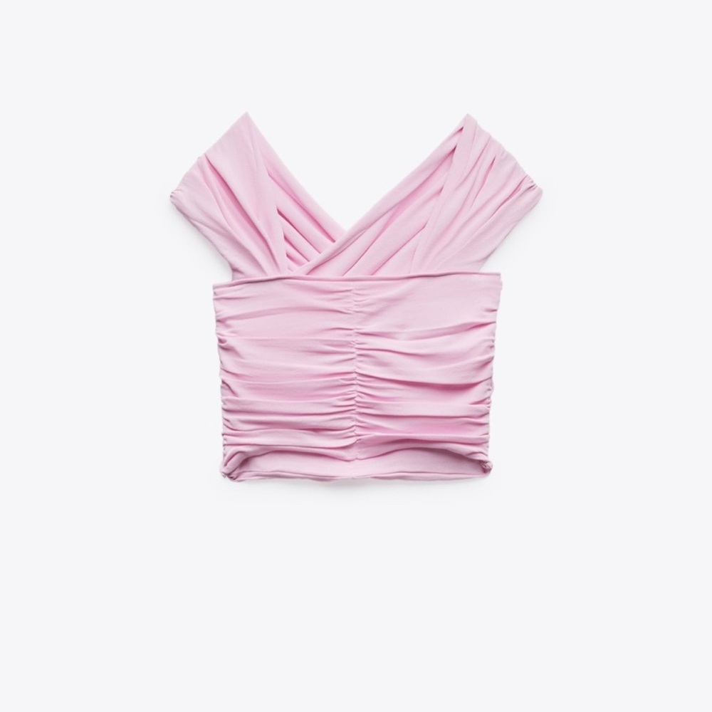T0102109 BUNDLE Zara crop top M; ZARA WOMENS PRINT HALTER CROPPED TOP SZ SNWOT - Picture 8 of 8